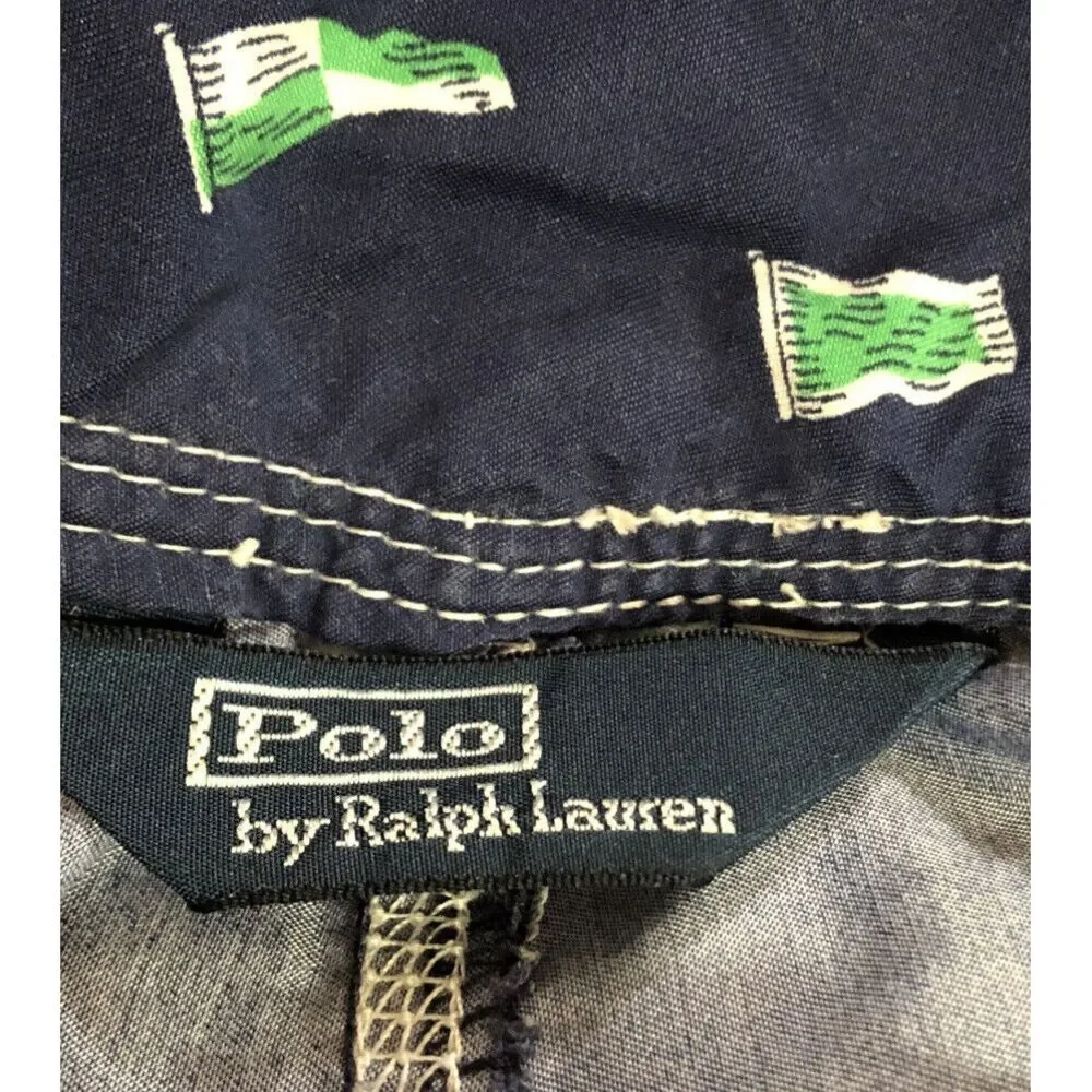 Polo Ralph Lauren Blue Swim Trunks Board Shorts Flags Nautical Sailing Size 30‎